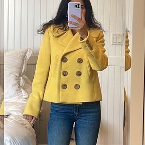 J. Crew yellow wool short pea coat